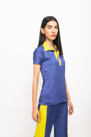 Neora by Nehal Chopra Bemberg Modal Silk Blue-Neon Co-ord Set
