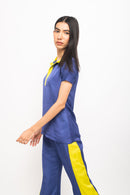 Neora by Nehal Chopra Bemberg Modal Silk Blue-Neon Co-ord Set