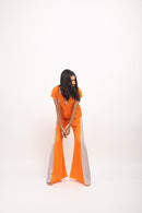 Neora by Nehal Chopra Bemberg Modal Silk Orange-Grey Co-ord Set