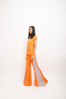 Neora by Nehal Chopra Bemberg Modal Silk Orange-Grey Co-ord Set