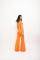 Neora by Nehal Chopra Bemberg Modal Silk Orange-Grey Co-ord Set
