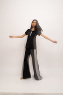 Neora by Nehal Chopra Bemberg Modal Silk Black-Grey Co-ord Set