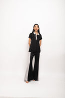 Neora by Nehal Chopra Bemberg Modal Silk Black-Grey Co-ord Set