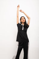 Neora by Nehal Chopra Bemberg Modal Silk Black-Grey Co-ord Set