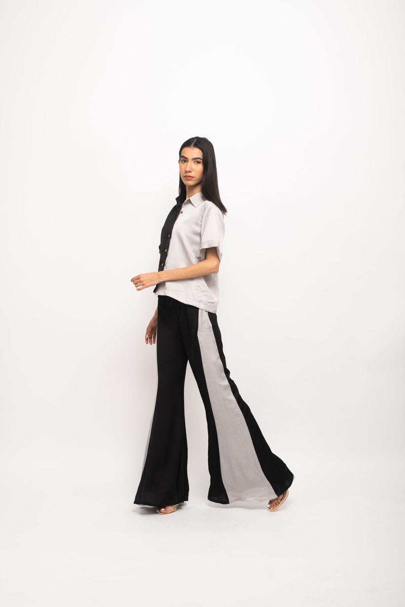 Neora by Nehal Chopra Bemberg Modal Silk Black-Grey Half and Half Set