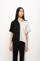 Neora by Nehal Chopra Bemberg Modal Silk Black-Grey Half and Half Set