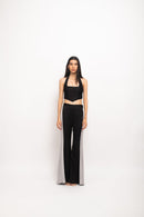 Neora by Nehal Chopra Bemberg Modal Silk Black-Grey Halter Neck Set