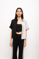 Neora by Nehal Chopra Bemberg Modal Silk Black-Grey Half & Half Women Three Piece Set