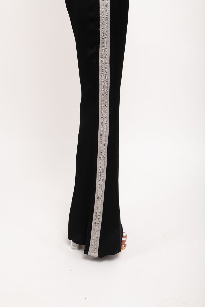 Neora by Nehal Chopra Bemberg Modal Silk Black-Grey Three Piece Rouching Set