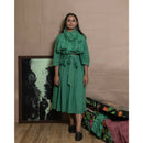 AC By Aratrika Chauhan 100% Organic Cotton Mulmul Green Skirt - Top - Jacket -Stole Set
