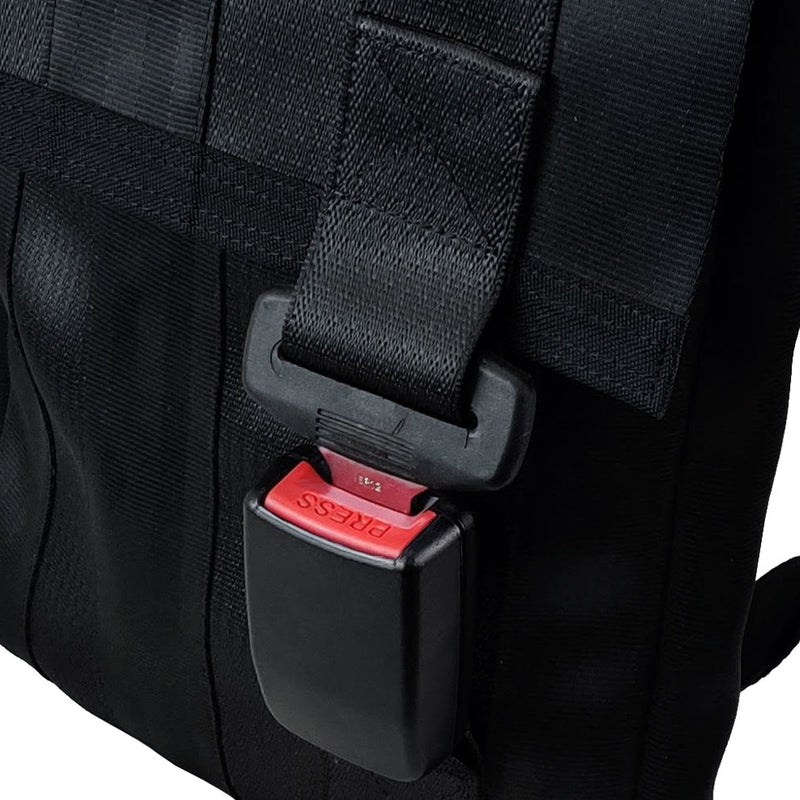 Jaggery Noir Freelancer's Satchel Bag in Rescued Car Seat Belts [11" cafe bag]