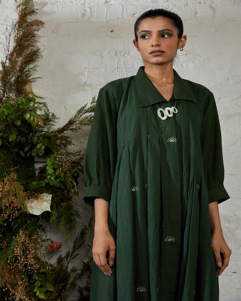 Shibui  Handcrafted Mangrove Dress Khadi - Basil Green