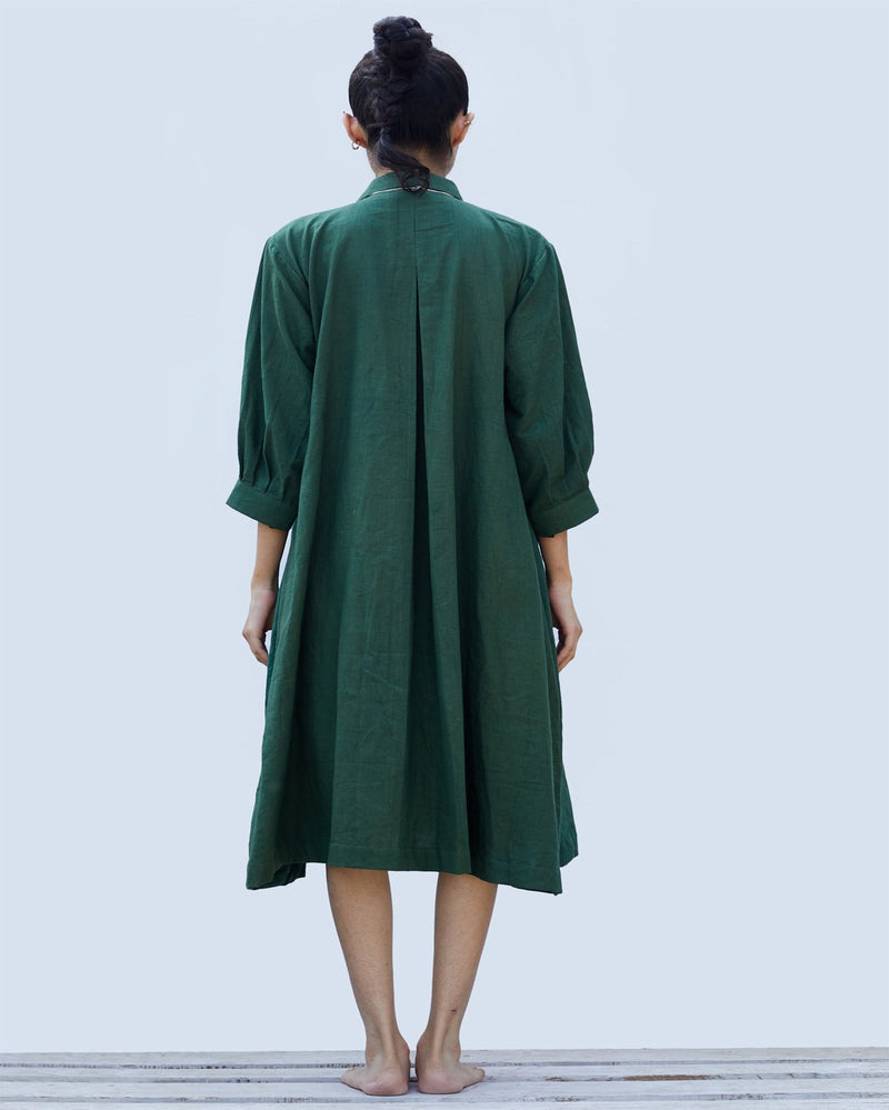 Shibui  Handcrafted Mangrove Dress Khadi - Basil Green