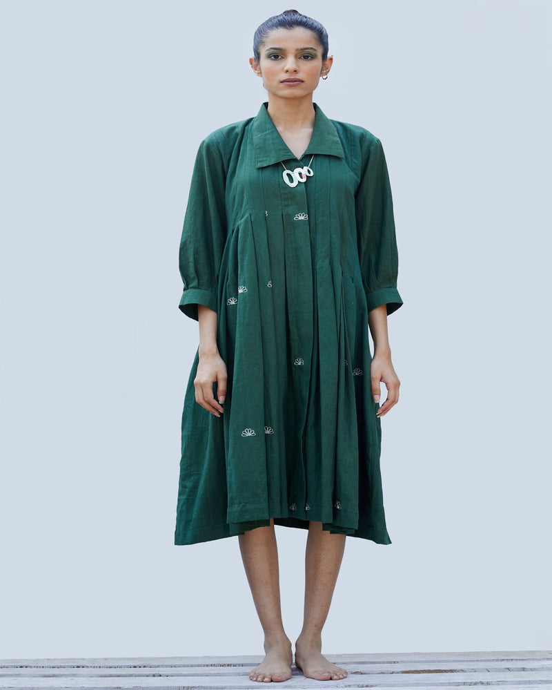 Shibui  Handcrafted Mangrove Dress Khadi - Basil Green