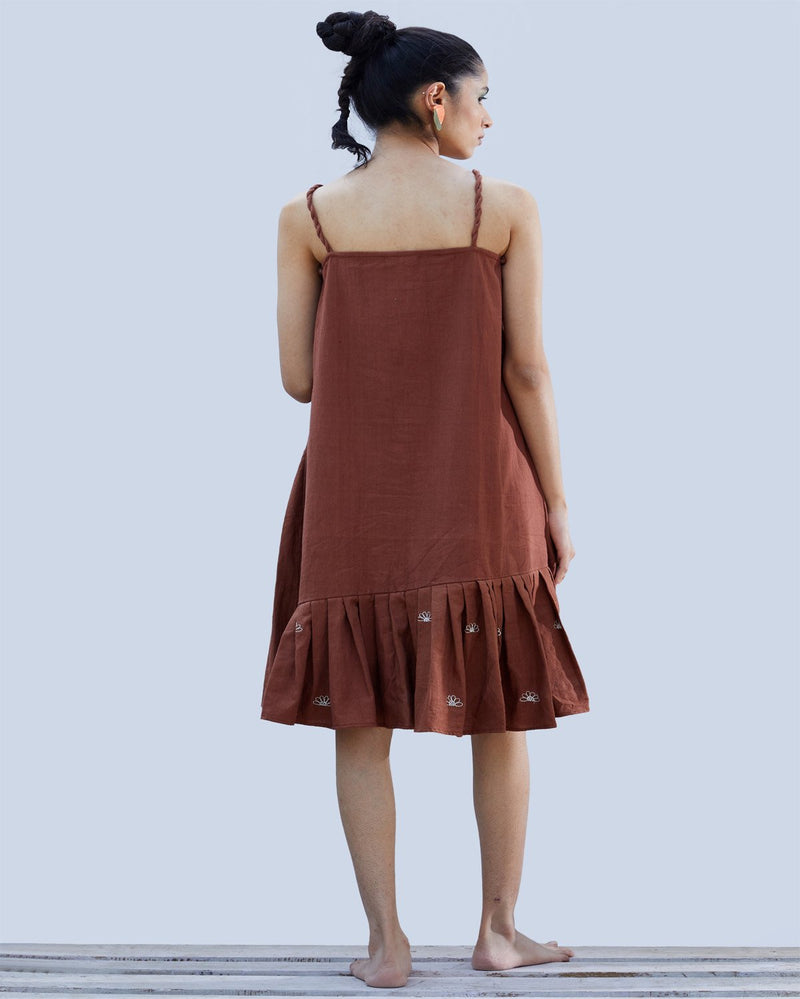 Shibui  Handcrafted Red Wood Khadi Dress