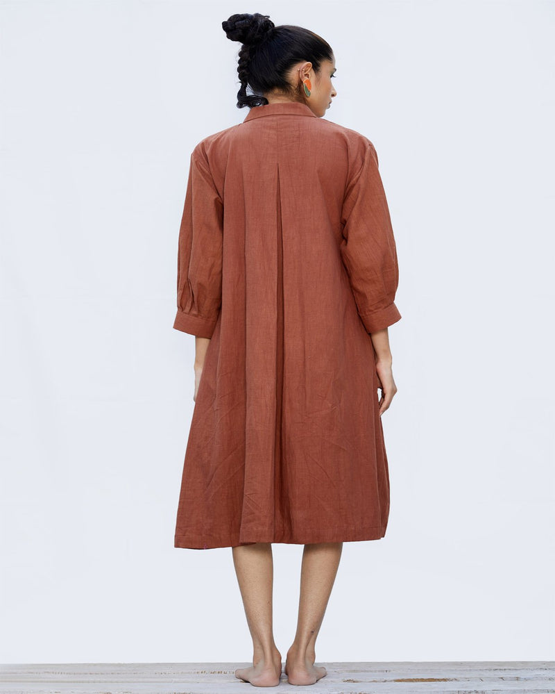 Shibui  Handcrafted Mangrove Khadi Dress - Cinnamon