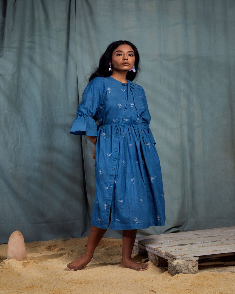 Shibui  Ethically Made Margret Khadi Dress- Indigo
