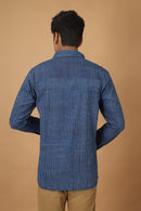 Tamaksh Men's Indigo Cotton Handblock Printed Dabu Shirt