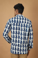 Tamaksh Men's Indigo Cotton Handblock Printed Dabu Shirt