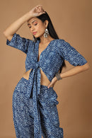 Tamaksh Women's Indigo Cotton Handblock Printed Dabu Co-ord Set