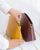 Whitefire Vegan Leather Dome Sling Bag in Amber Yellow