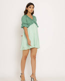 Upcycled Teal-Tea Green Frill Dress