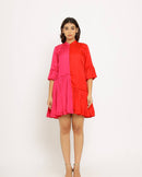 Upcycled Red-Pink Half & Half Dress