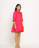 Upcycled Red-Pink Half & Half Dress