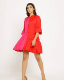 Upcycled Red-Pink Half & Half Dress