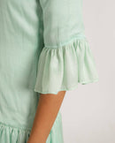 Upcycled Teal-Tea Green Half & Half Dress