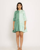 Upcycled Teal-Tea Green Half & Half Dress