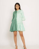 Upcycled Teal-Tea Green Half & Half Dress