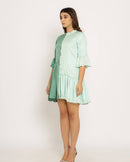 Upcycled Teal-Tea Green Half & Half Dress