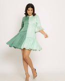 Upcycled Teal-Tea Green Half & Half Dress