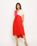 Upcycled Red-Pink Midi Dress