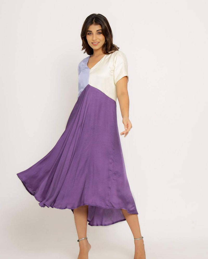 Upcycled Purple-Lilac Midi Dress
