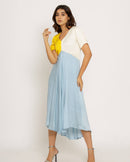 Upcycled Yellow-Ice Blue Midi Dress