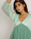 Upcycled Teal-Tea Green Maxi Dress