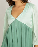 Upcycled Teal-Tea Green Maxi Dress