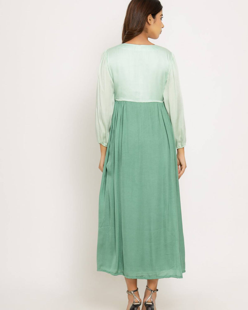 Upcycled Teal-Tea Green Maxi Dress