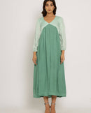 Upcycled Teal-Tea Green Maxi Dress