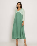 Upcycled Teal-Tea Green Maxi Dress