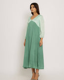 Upcycled Teal-Tea Green Maxi Dress