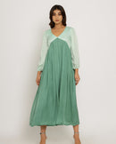 Upcycled Teal-Tea Green Maxi Dress