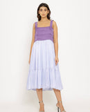 Upcycled Purple-Lilac Midi Dress