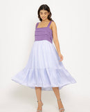 Upcycled Purple-Lilac Midi Dress