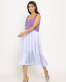 Upcycled Purple-Lilac Midi Dress