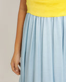 Upcycled Yellow-Ice Blue Midi Dress