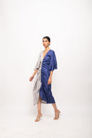 Neora by Nehal Chopra Bemberg Modal Silk Grey-Blue Kaftan Bodycon Dress
