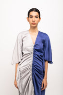 Neora by Nehal Chopra Bemberg Modal Silk Grey-Blue Kaftan Bodycon Dress